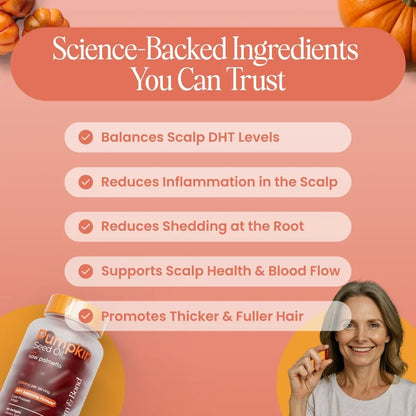 Bloom & Bond® Pumpkin Seed Oil with Saw Palmetto for Women [2000mg per Serving] - Cold-Pressed Organic Softgels for Healthy Hair & Scalp - Supports Fuller-Looking Hair - Plant-Based Supplement